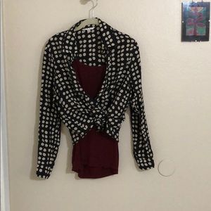 100% silk Black and Tan button down